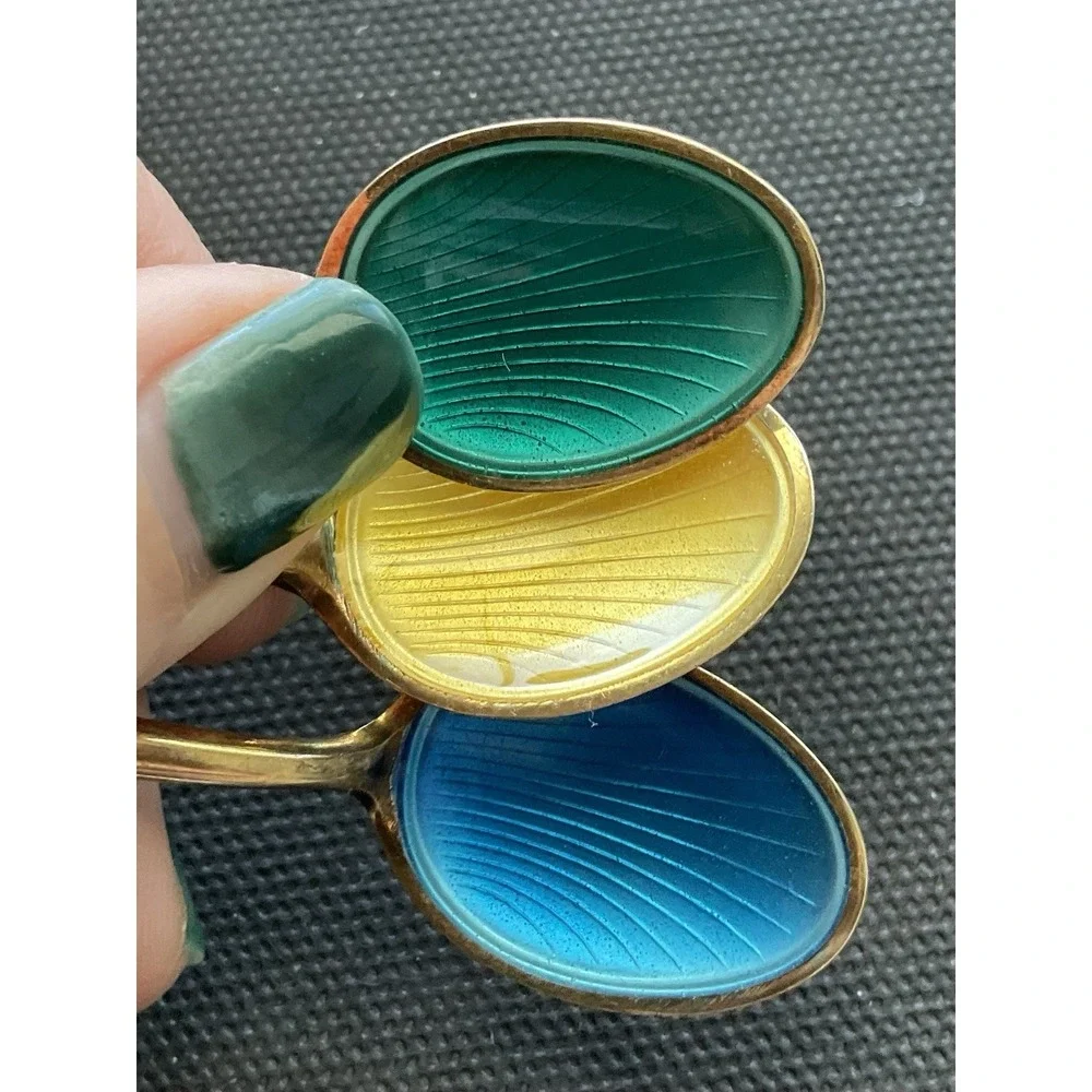 set of six vintage David Andersen Norway sterling silver enamel demitasse  Spoon